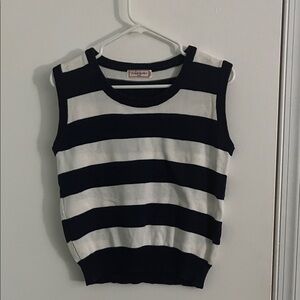 Yves Saint Laurent Striped Navy and White Sweater